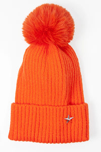 Neon Orange winter bobble hat