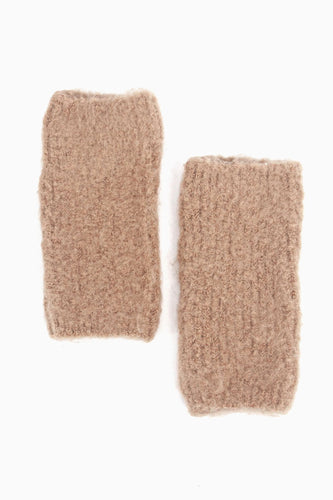 Camel coloured chunky knit fingerless hand warmers