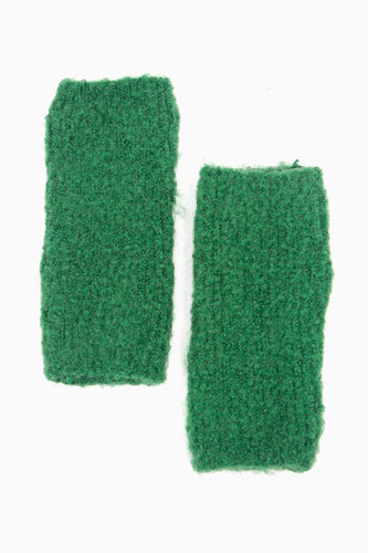 Forest green knitted fingerless gloves i