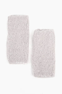 Fingerless hand warmers in soft grey