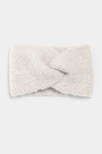 Snuggly warm thick rib knit headband - cream