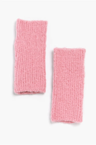 Super soft thick ribbed fingerless gloves - dusty pink
