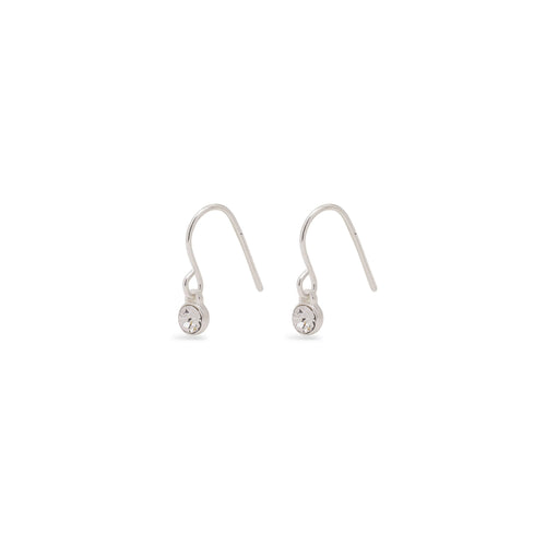 Tiny crystal drop silver earrings