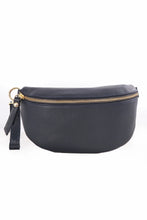 Load image into Gallery viewer, Navy blue leather half moon cross body bag