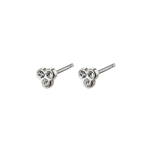 Load image into Gallery viewer, Triple crystal stud earrings - silver plated
