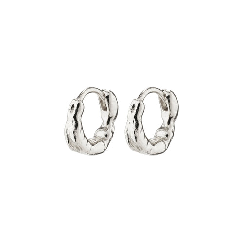 tiny organic shaped hoops in silver