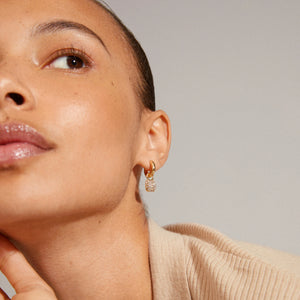 CINDY Recycled Crystal Hoop Drop Earrings | Gold