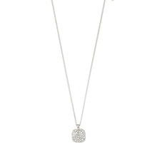 Load image into Gallery viewer, Elegant silver necklace with square pendant encrusted in crystals.  With a choice of 4 lengths