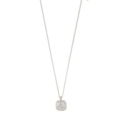 Elegant silver necklace with square pendant encrusted in crystals.  With a choice of 4 lengths