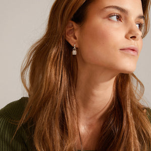 CINDY Recycled Crystal Hoop Drop Earrings | Silver