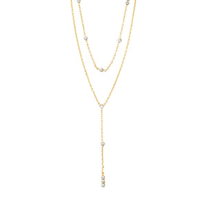 KAMARI recycled crystal chain necklace | gold-plated