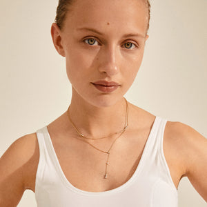 KAMARI recycled crystal chain necklace | gold-plated