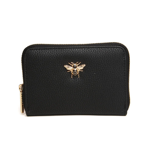 BLACK PURSE WITH GOLD BEE DETAIL