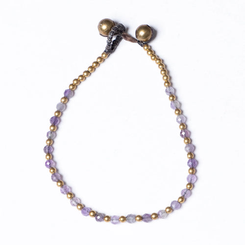 Amethyst and brass crystal bracelet. 