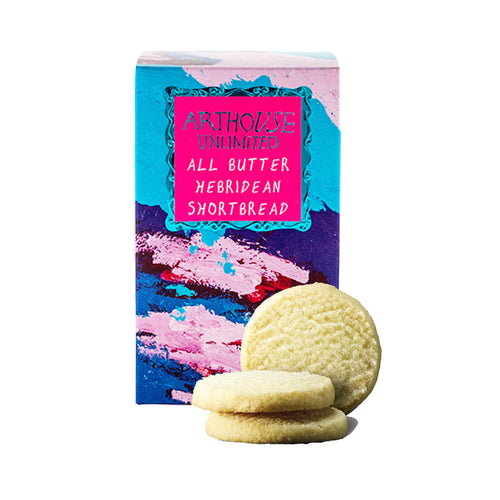 Brightly coloured packaging and delicious all butter Hebridean Shortbread from Arthouse Unlimited