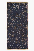 Load image into Gallery viewer, Scarf with star print in gold on dark grey