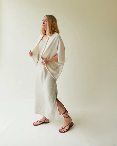 Cream cotton knit throwover for cooler summer days
