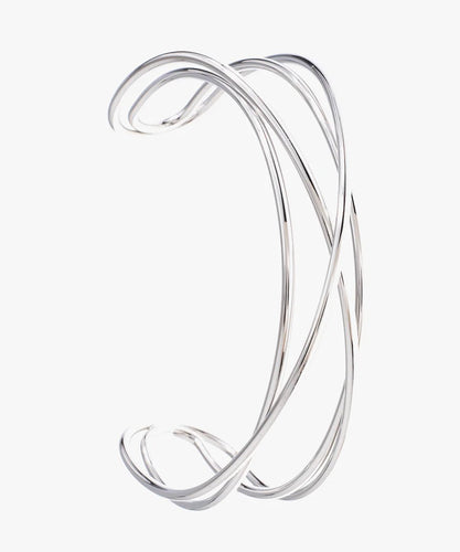 Criss cross stainless steel cuff bracelet