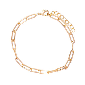 Gold plated link chain bracelet with an extender chain