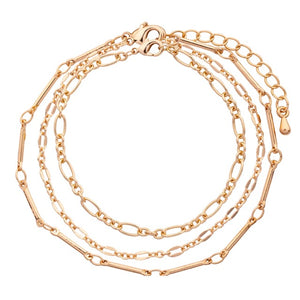 Gold Triple Layered Chain Bracelet