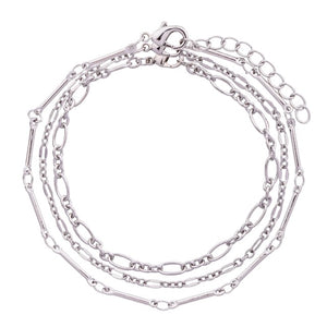 A set of three different silver plated chain bracelets