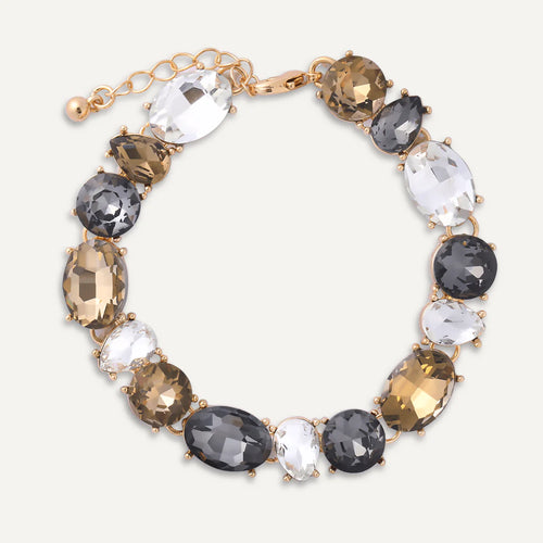 Mixed Cut Multi-Coloured Jewel Clasp Bracelet | Grey