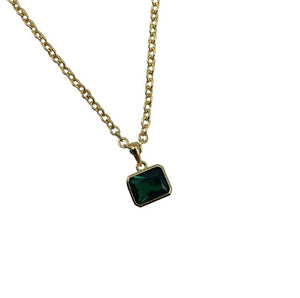 Emerald Faux Block Necklace | Gold | Sixton London