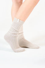 Load image into Gallery viewer, Lounge socks in stone in bamboo, cotton, elastane and nylon
