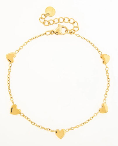 Chain Bracelet With Hearts | Gold