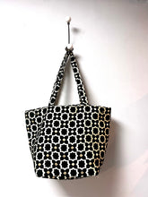 Load image into Gallery viewer, Islamic design black, cream and gold velvet tote bag