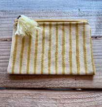 Load image into Gallery viewer, Striped canvas zip up pouch with tassel