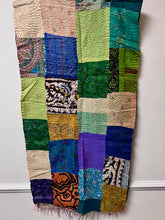 Load image into Gallery viewer, Silk Kantha Patchwork Scarf | Green