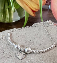 Load image into Gallery viewer, Sterling Silver Heart Charm Beaded Bracelet