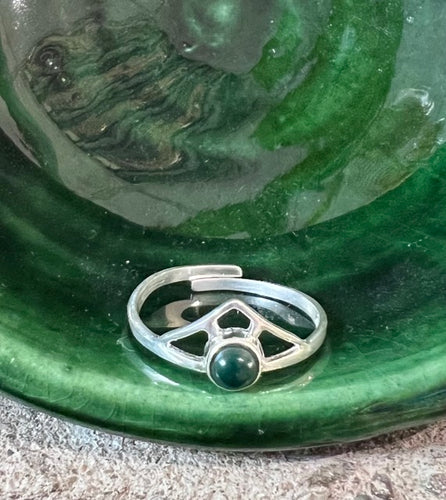 Malachite Adjustable Sterling Silver Ring