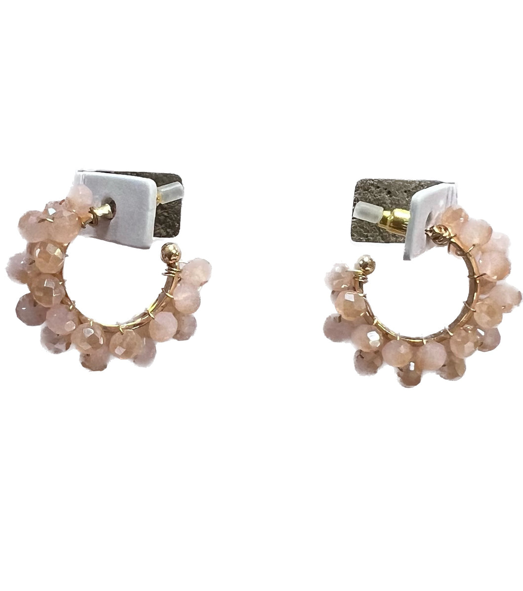 Blush faceted bead earrings 
