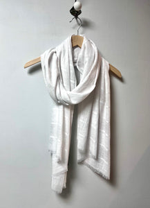 White Loose Weave Striped Scarf