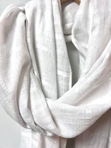 White Loose Weave Striped Scarf