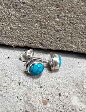 Load image into Gallery viewer, Hexagonal Sterling Silver Turquoise Stud Earrings