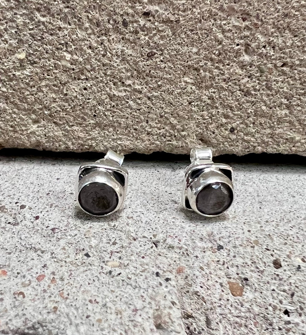 Square Sterling Silver Labradorite Stud Earrings