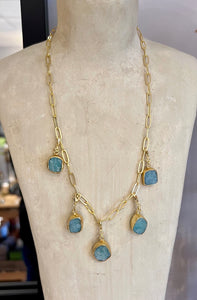 Amazonite Multi Charm Gold Necklace