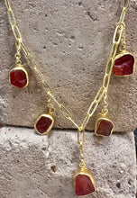 Load image into Gallery viewer, Carnelian Multi Charm Gold Necklace