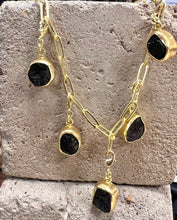 Load image into Gallery viewer, Black Spinel Multi Charm Gold Necklace