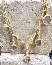 Load image into Gallery viewer, Clear Quartz Multi Charm Gold Necklace