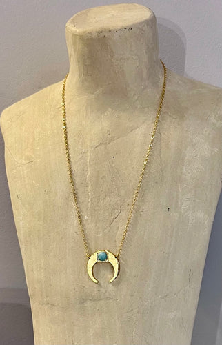 Gold plated crescent moon pendant necklace