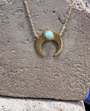 Load image into Gallery viewer, Amazonite Gold Crescent Moon Necklace