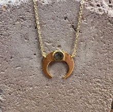 Load image into Gallery viewer, Labradorite Gold Crescent Moon Necklace