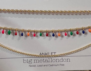 Colourful Triple Beaded Anklet