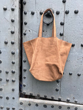 Load image into Gallery viewer, Camel Suede Tote Bag with Zip Up Pouch