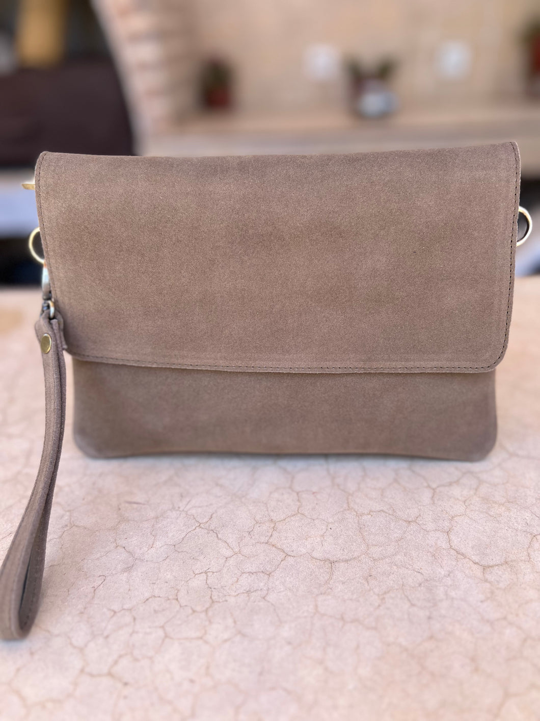 Classic Handbag | Taupe Suede | Medium