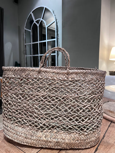 Twisted Palm Grass Open Weave Basket